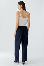 Tailored Straight-Leg Trousers - Dark Blue