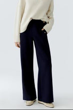 Navy Wide-Leg Trousers