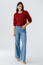 Fluffy Knit Cardigan - Red