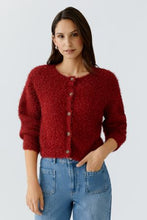 Fluffy Knit Cardigan - Red