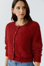 Fluffy Knit Cardigan - Red