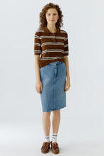 Brown Stripe Polo Top