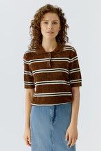 Brown Stripe Polo Top