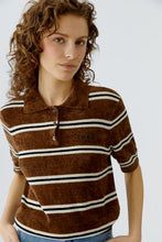Brown Stripe Polo Top