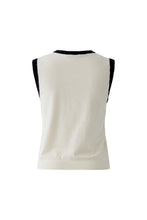Sleeveless Knit Top - Black & Cream