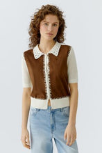 Brown Contrast Stitch Knit Top