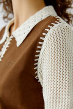 Brown Contrast Stitch Knit Top
