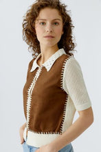 Brown Contrast Stitch Knit Top
