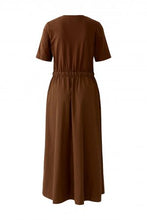 Brown Drawstring Midi Dress