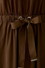 Brown Drawstring Midi Dress