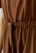 Brown Drawstring Midi Dress