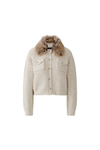Cream Knit Cardigan with Detachable Faux Fur Collar