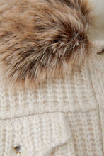 Cream Knit Cardigan with Detachable Faux Fur Collar