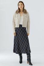 Cream Knit Cardigan with Detachable Faux Fur Collar