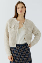 Cream Knit Cardigan with Detachable Faux Fur Collar