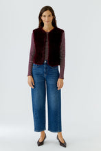 OUI Faux Fur Knitted Waistcoat - Burgundy
