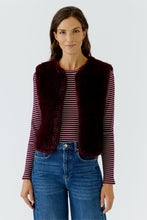 OUI Faux Fur Knitted Waistcoat - Burgundy