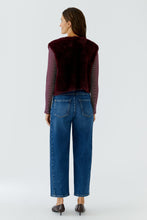 OUI Faux Fur Knitted Waistcoat - Burgundy