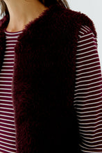 OUI Faux Fur Knitted Waistcoat - Burgundy
