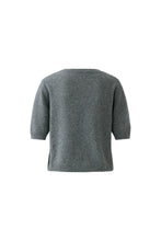 Grey Knit Top with Denim Pockets