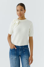 Bow Detail Short Sleeve Knit - Gardenia