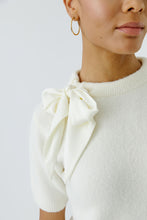 Bow Detail Short Sleeve Knit - Gardenia