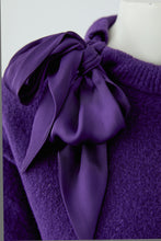 Bow Detail Short Sleeve Knit - Violet