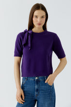Bow Detail Short Sleeve Knit - Violet