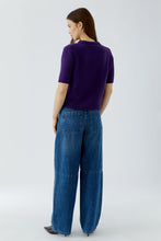 Bow Detail Short Sleeve Knit - Violet