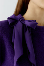 Bow Detail Short Sleeve Knit - Violet