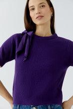 Bow Detail Short Sleeve Knit - Violet