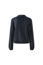 Shimmer Tie-Neck Blouse - Dark Blue