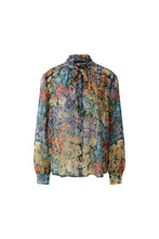 Vintage Garden Print Tie-Neck Blouse