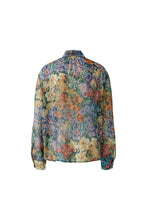 Vintage Garden Print Tie-Neck Blouse
