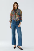 Vintage Garden Print Tie-Neck Blouse