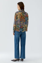 Vintage Garden Print Tie-Neck Blouse