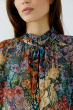 Vintage Garden Print Tie-Neck Blouse