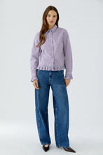 Lilac Stripe Frill Hem Shirt