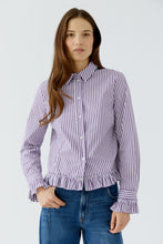 Lilac Stripe Frill Hem Shirt