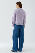 Lilac Stripe Frill Hem Shirt