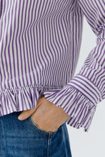 Lilac Stripe Frill Hem Shirt
