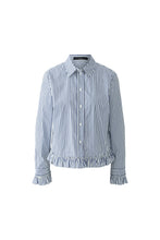 Classic Stripe Frill Hem Shirt - Navy