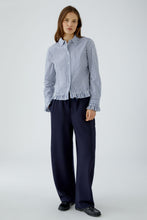 Classic Stripe Frill Hem Shirt - Navy