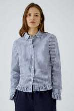 Classic Stripe Frill Hem Shirt - Navy