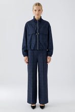 Navy Check Utility Zip Jacket
