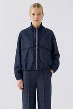 Navy Check Utility Zip Jacket