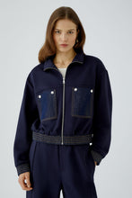 Navy Zip-Front Jersey Jacket