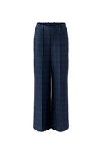 Navy Check Wide Leg Tailored Trousers