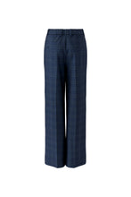 Navy Check Wide Leg Tailored Trousers