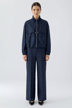 Navy Check Wide Leg Tailored Trousers